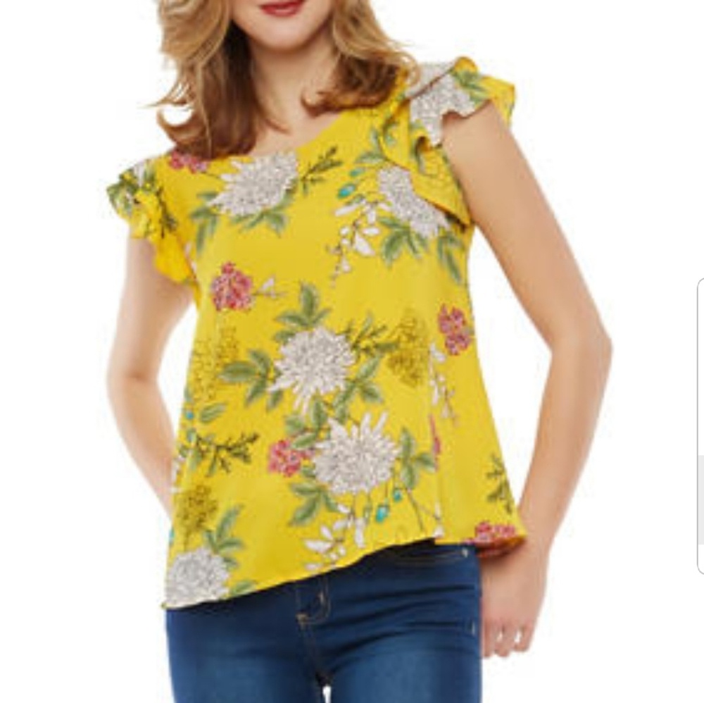 Floral Crepe Knit Top for Juniors